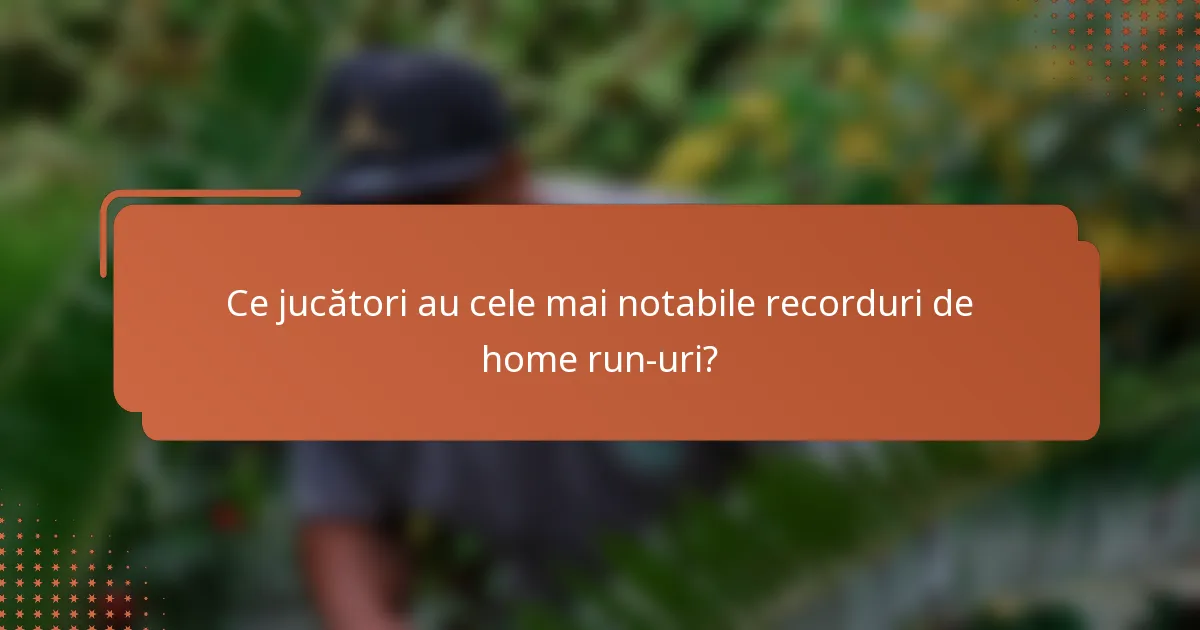 Ce jucători au cele mai notabile recorduri de home run-uri?