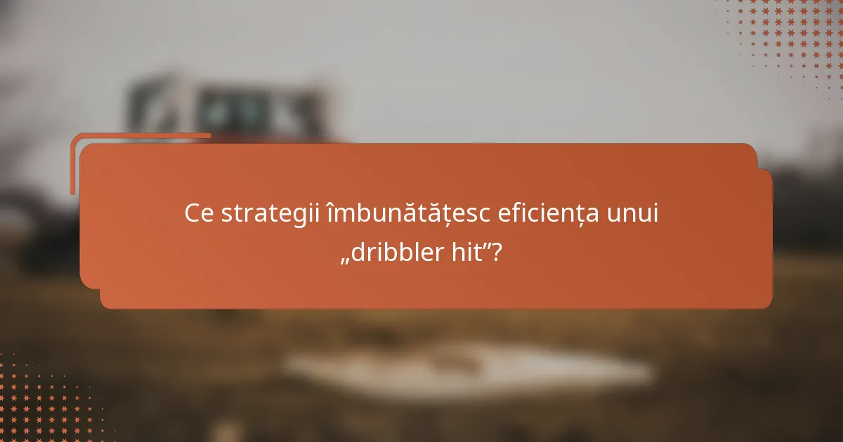 Ce strategii îmbunătățesc eficiența unui „dribbler hit”?