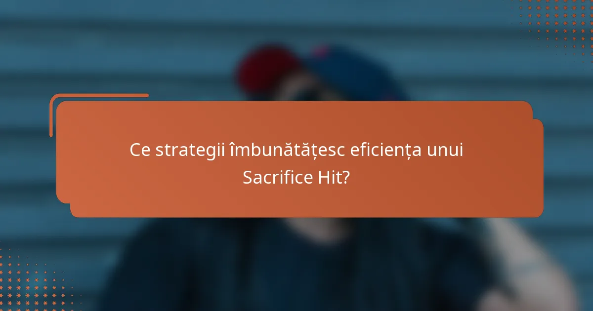 Ce strategii îmbunătățesc eficiența unui Sacrifice Hit?
