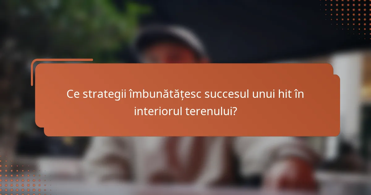 Ce strategii îmbunătățesc succesul unui hit în interiorul terenului?