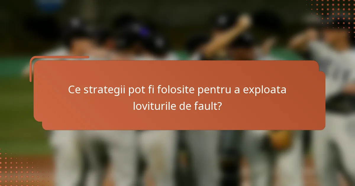 Ce strategii pot fi folosite pentru a exploata loviturile de fault?