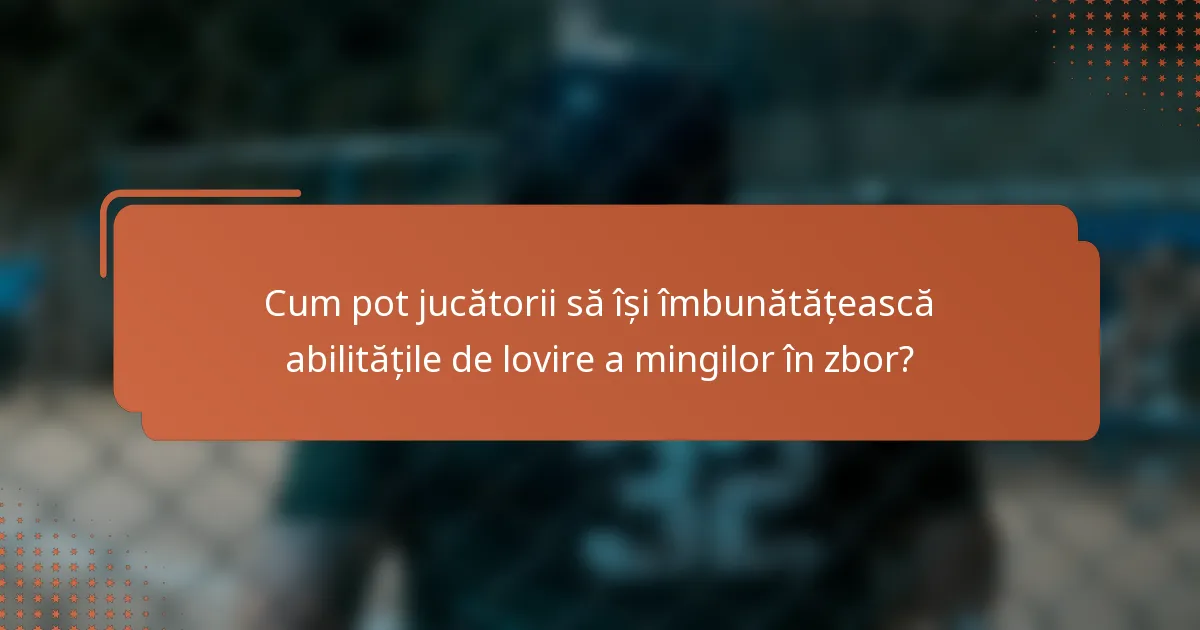 Cum pot jucătorii să își îmbunătățească abilitățile de lovire a mingilor în zbor?